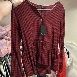 Rails Celeste Top in Garnet Ash Check NWT